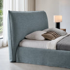 Custom Bed Frame Cover — Elara Flax · Celeste Blue