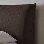 Custom Bed Frame Cover — Elara Flax · Cocoa Truffle