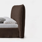 Custom Bed Frame Cover — Elara Flax · Cocoa Truffle