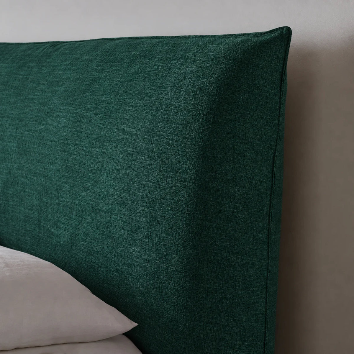 Custom Bed Frame Cover — Elara Flax · Evergreen Canopy