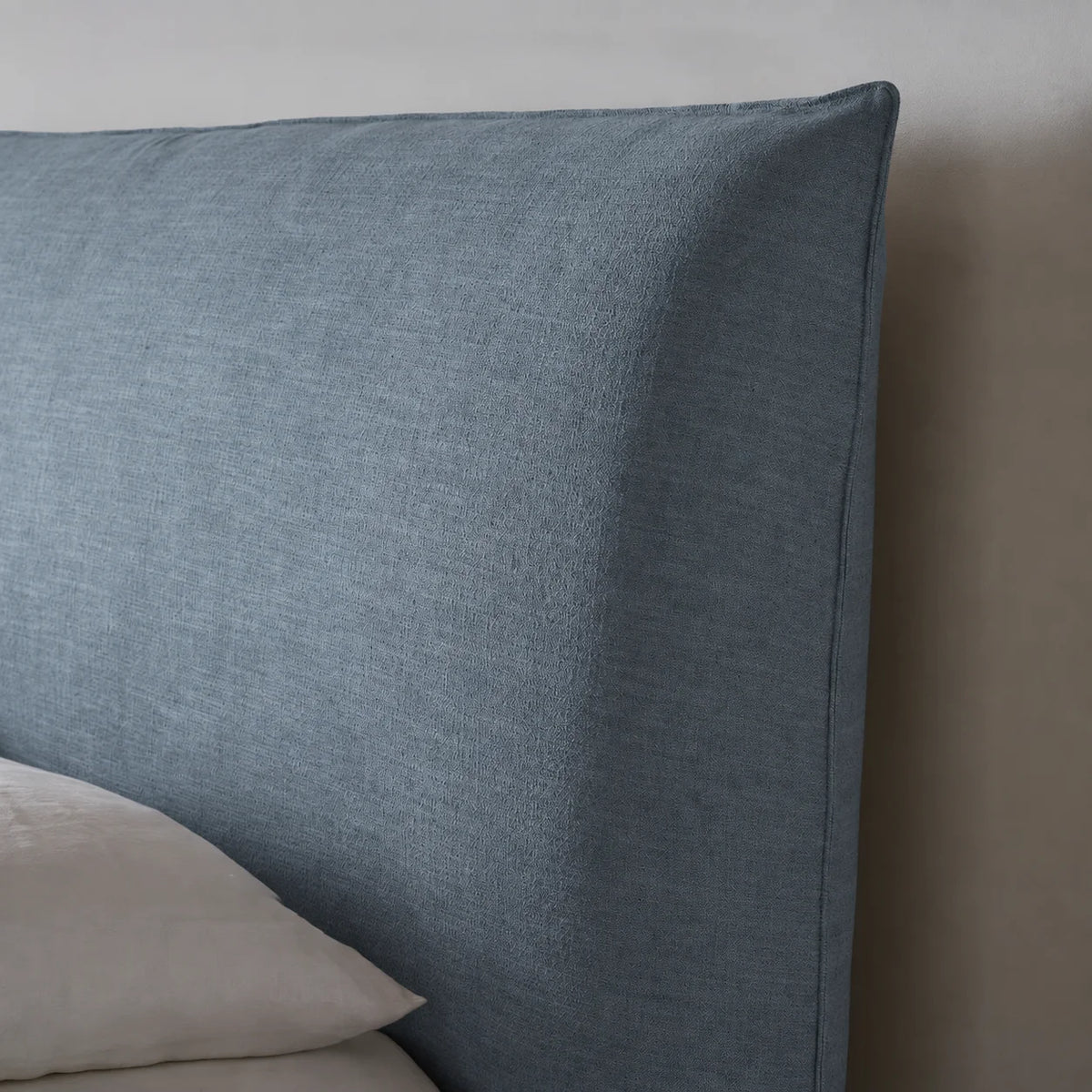 Custom Bed Frame Cover — Elara Flax · Foggy Harbor