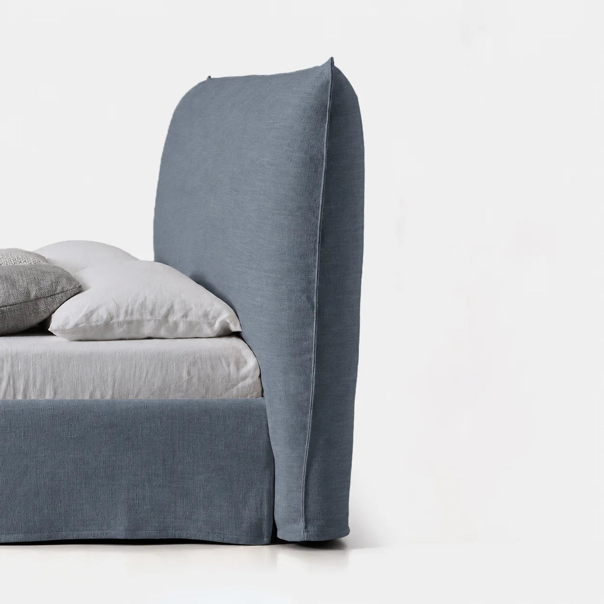 Custom Bed Frame Cover — Elara Flax · Foggy Harbor