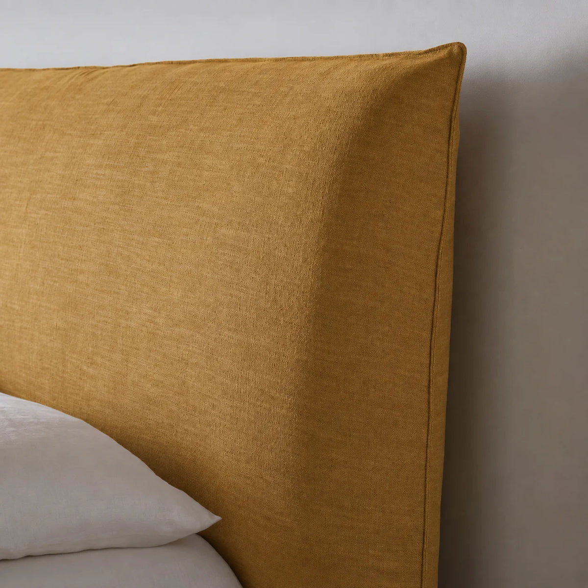 Custom Bed Frame Cover — Elara Flax · Golden Ginkgo