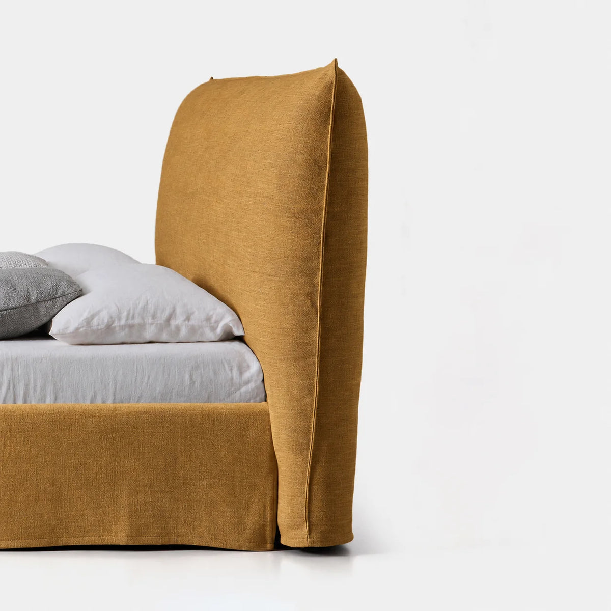 Custom Bed Frame Cover — Elara Flax · Golden Ginkgo