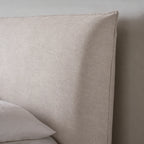 Custom Bed Frame Cover — Elara Flax · Ivory Cloud