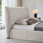 Custom Bed Frame Cover — Elara Flax · Ivory Cloud