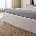 Custom Bed Frame Cover — Elara Flax · Ivory Cloud