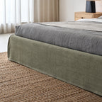 Custom Bed Frame Cover — Elara Flax · Matcha Mist