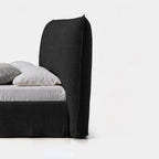 Custom Bed Frame Cover — Elara Flax · Obsidian Noir