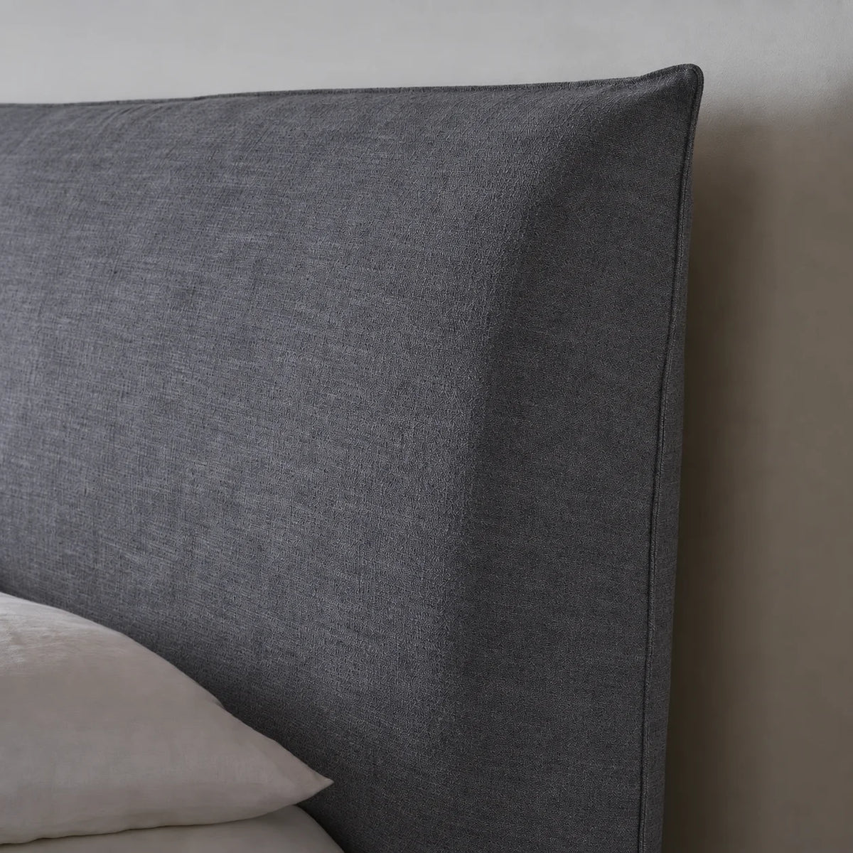 Custom Bed Frame Cover — Elara Flax · Platinum Drift