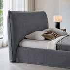 Custom Bed Frame Cover — Elara Flax · Platinum Drift