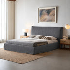 Custom Bed Frame Cover — Elara Flax · Platinum Drift