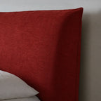 Custom Bed Frame Cover — Elara Flax · Ruby Cherry