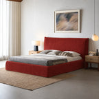 Custom Bed Frame Cover — Elara Flax · Ruby Cherry
