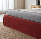 Custom Bed Frame Cover — Elara Flax · Ruby Cherry