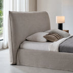 Custom Bed Frame Cover — Elara Flax · Sandstone Beige