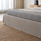 Custom Bed Frame Cover — Elara Flax · Sandstone Beige
