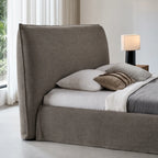 Custom Bed Frame Cover — Elara Flax · Velour Latte