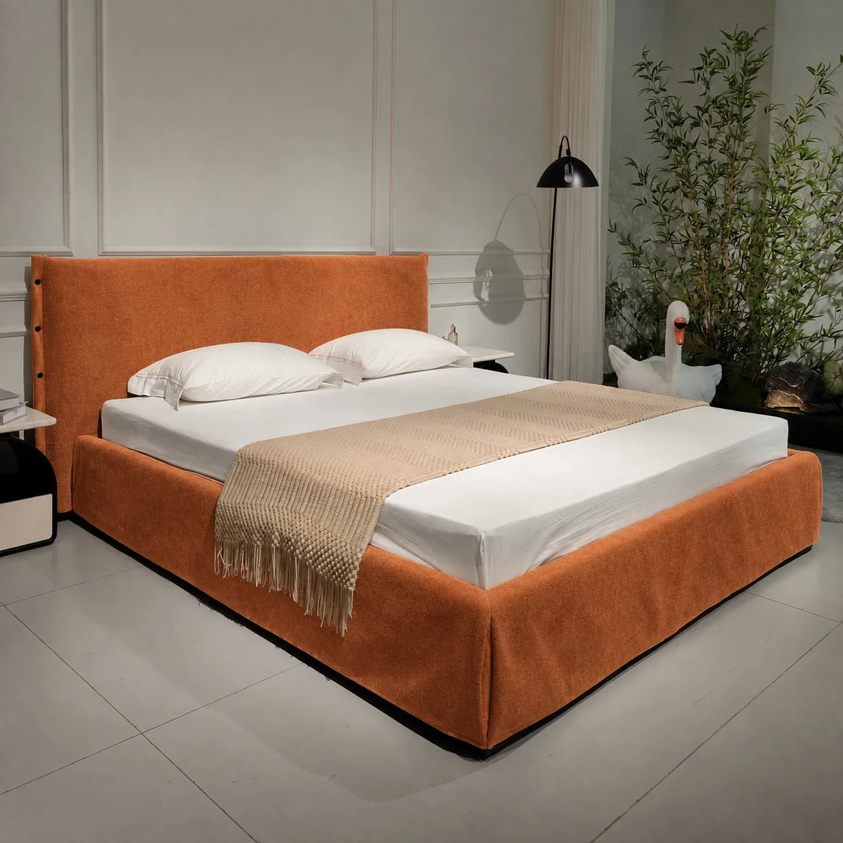 Custom Bed Frame Cover — Luna · Amber Flame