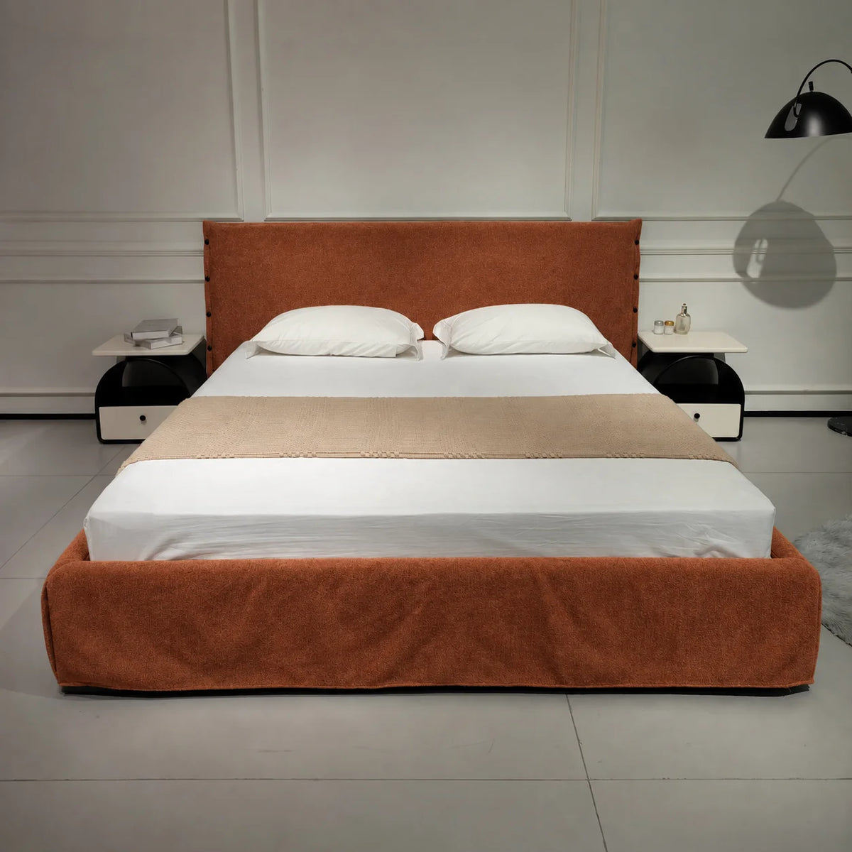 Custom Bed Frame Cover — Luna · Burnished Caramel