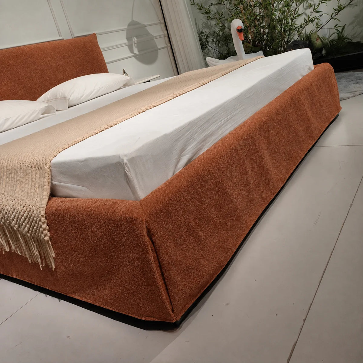 Custom Bed Frame Cover — Luna · Burnished Caramel