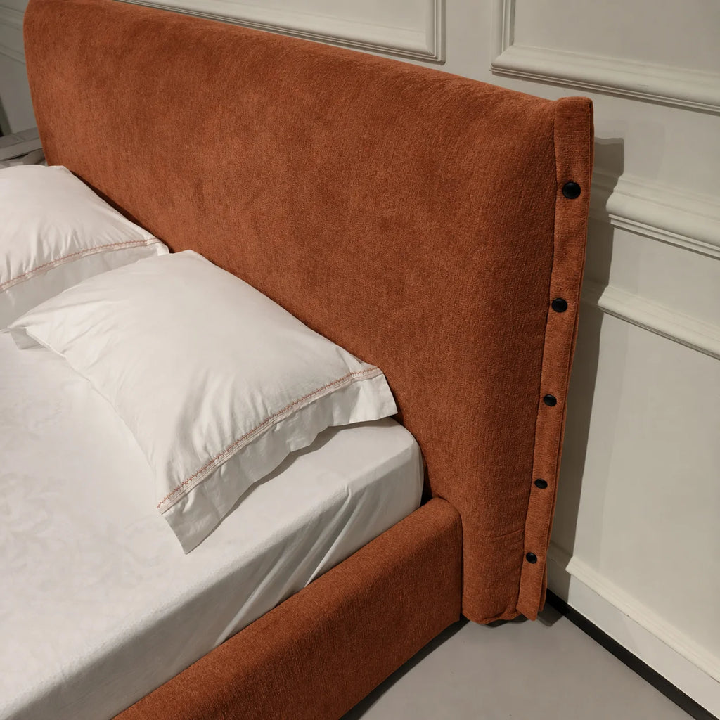Custom Bed Frame Cover — Luna · Burnished Caramel