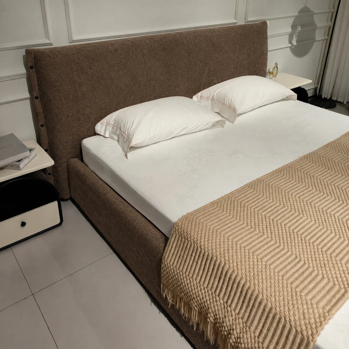 Custom Bed Frame Cover — Luna · Espresso Noir