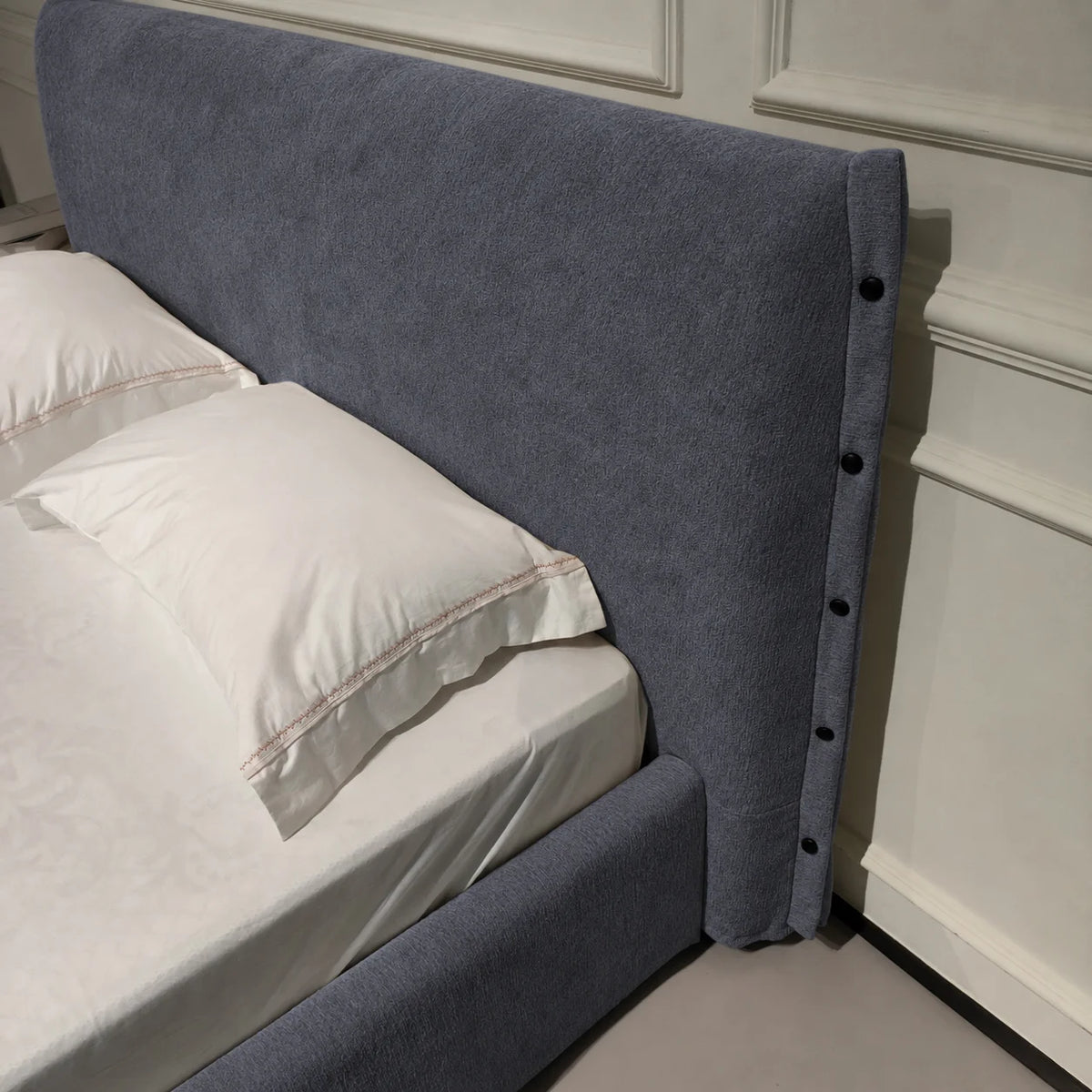 Custom Bed Frame Cover — Luna · Graphite Veil