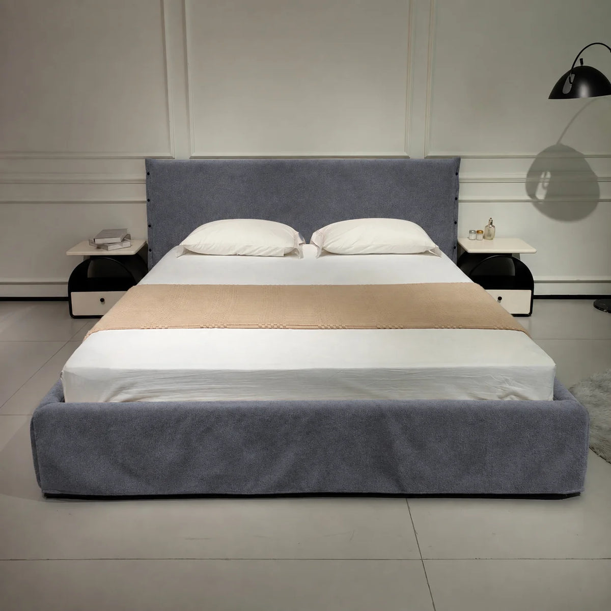 Custom Bed Frame Cover — Luna · Graphite Veil