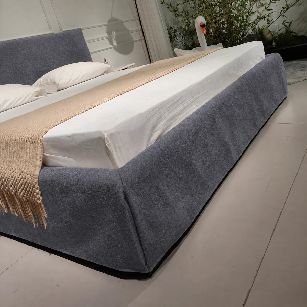 Custom Bed Frame Cover — Luna · Graphite Veil