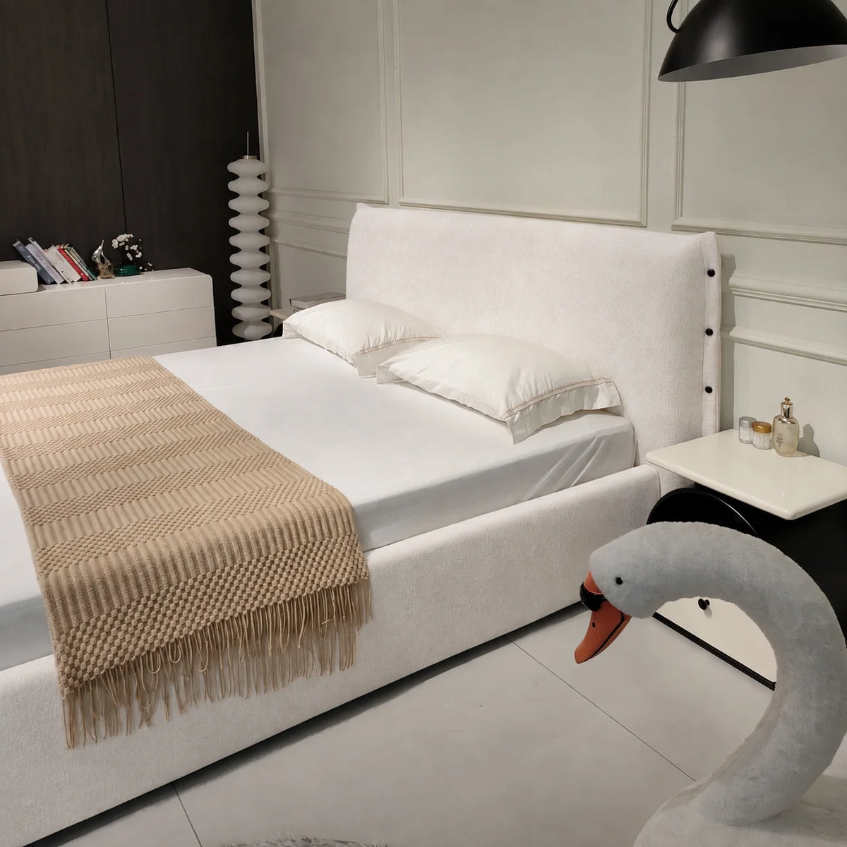 Custom Bed Frame Cover — Luna · Ivory Cloud