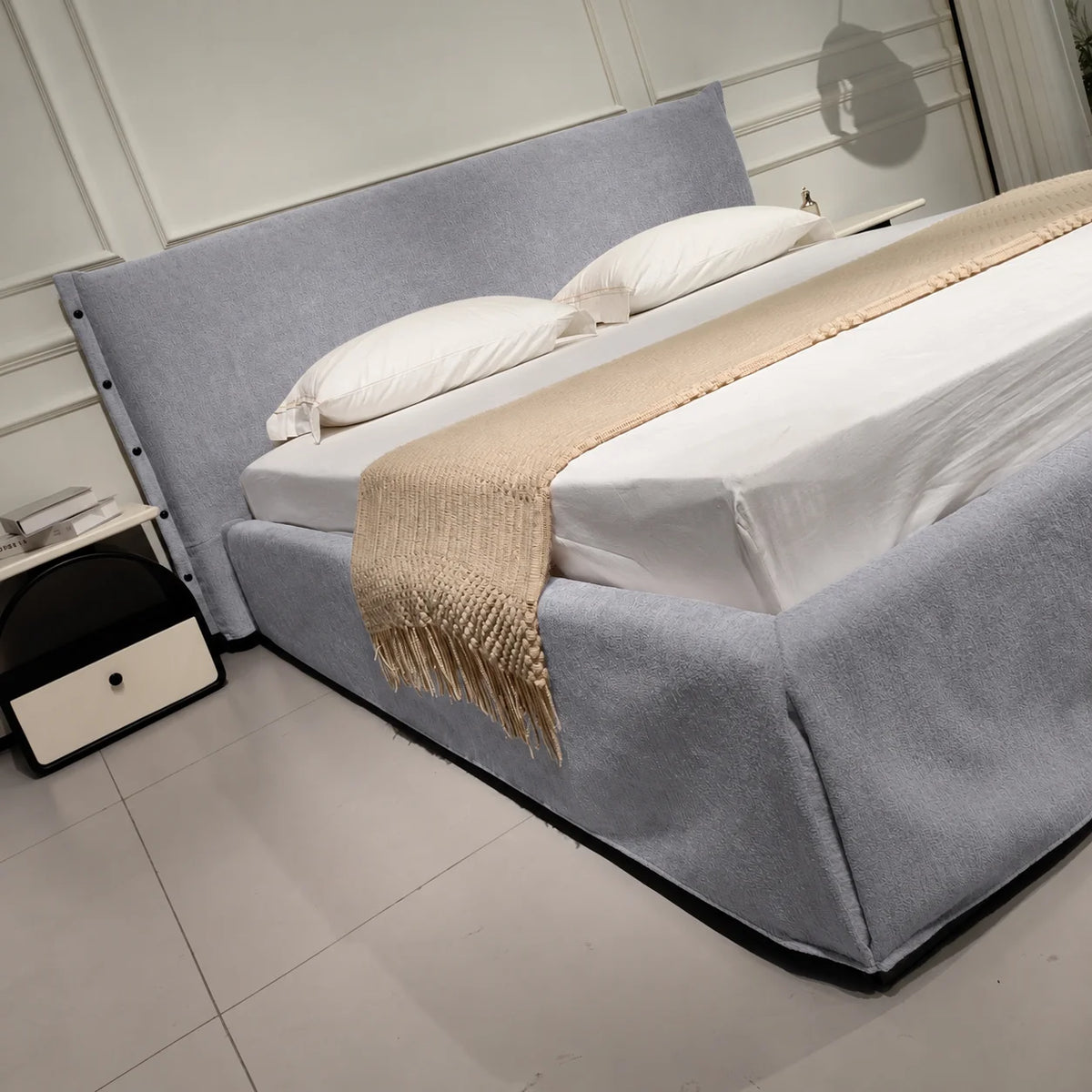 Custom Bed Frame Cover — Luna · Meteor Ash