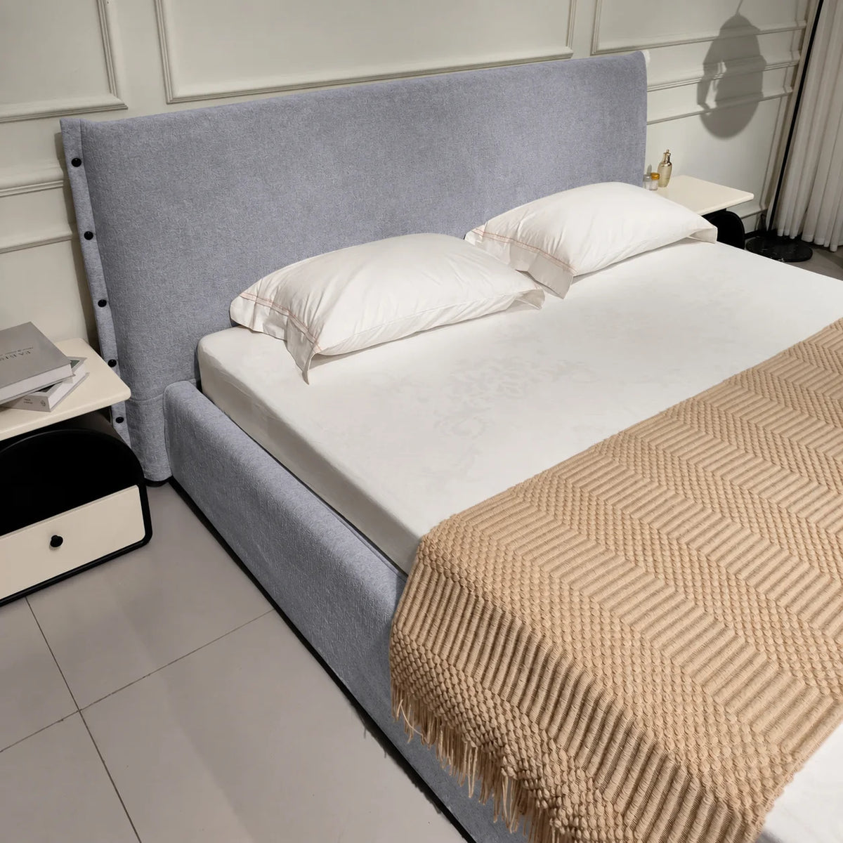 Custom Bed Frame Cover — Luna · Meteor Ash