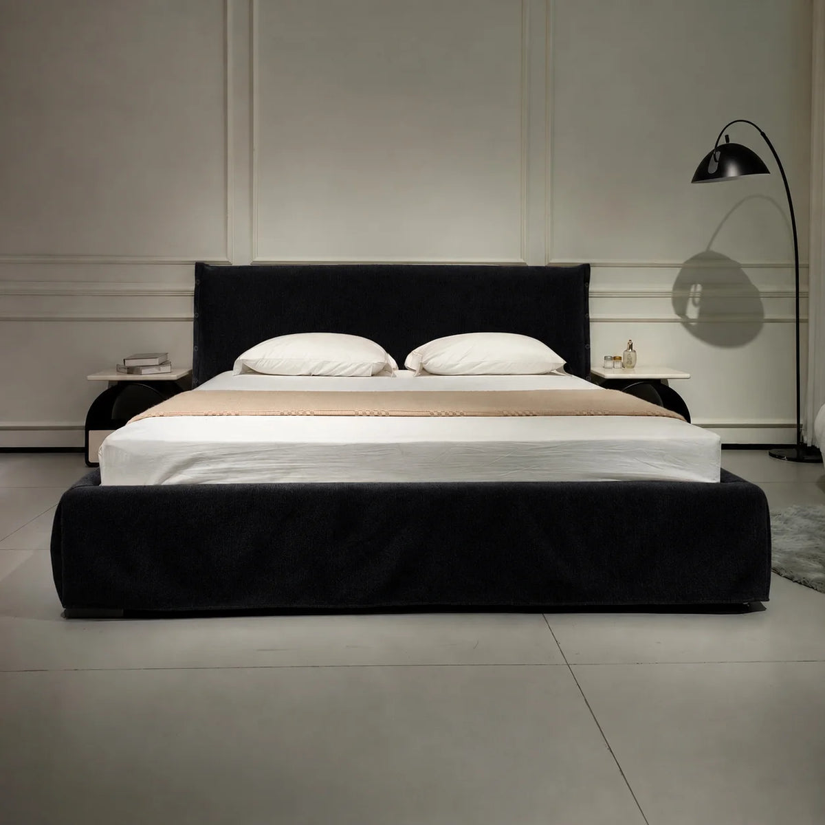 Custom Bed Frame Cover — Luna · Obsidian Matte