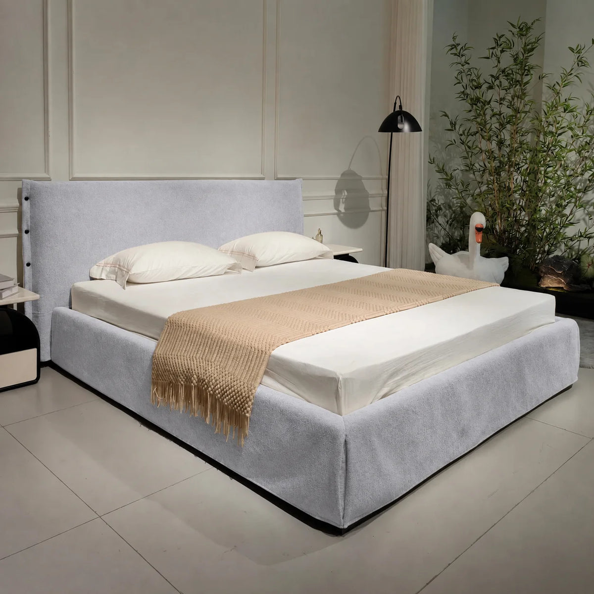 Custom Bed Frame Cover — Luna · Silver Mist