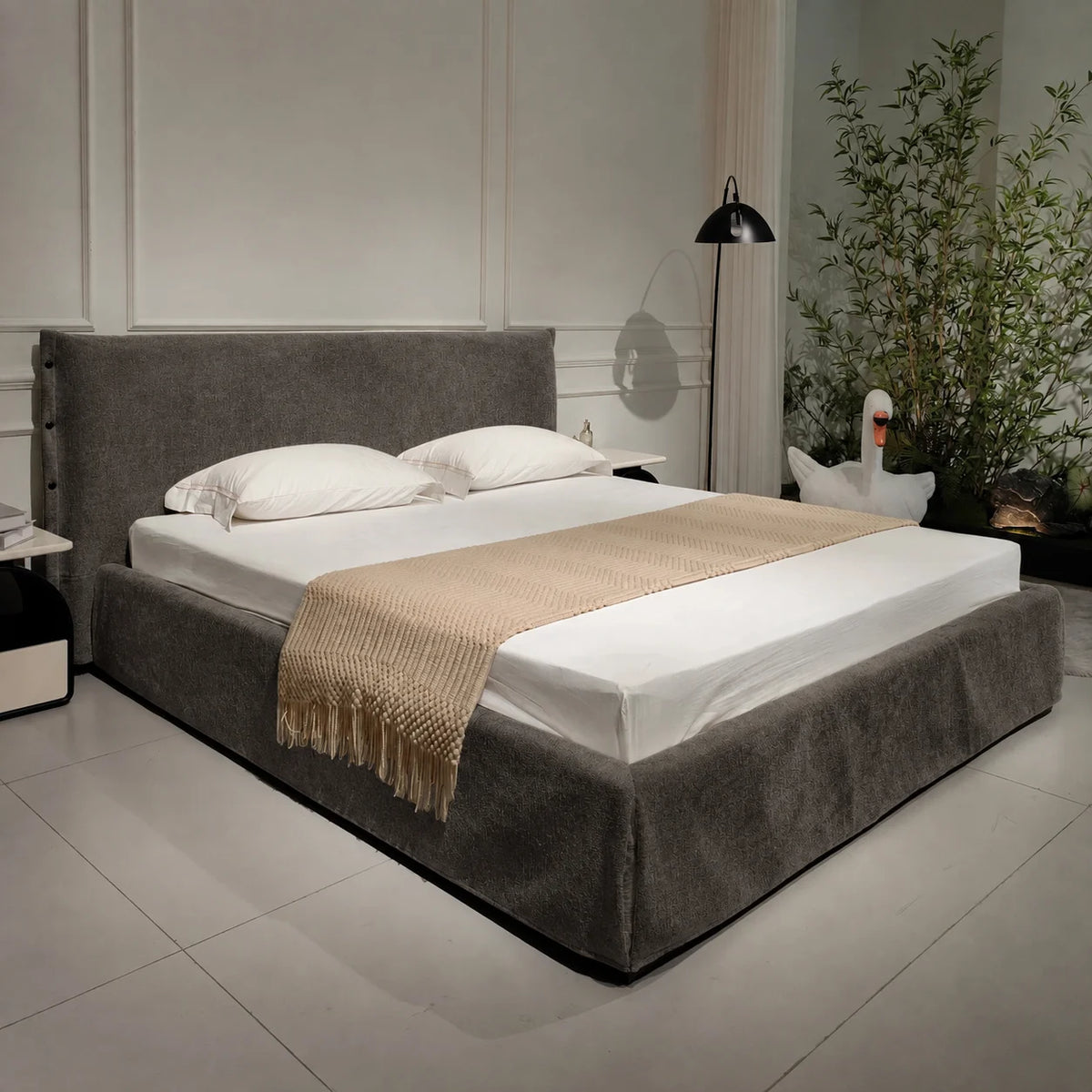 Custom Bed Frame Cover — Luna · Stone Mink