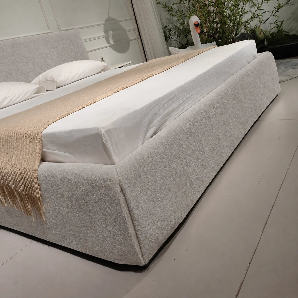 Custom Bed Frame Cover — Luna · Warm Greystone