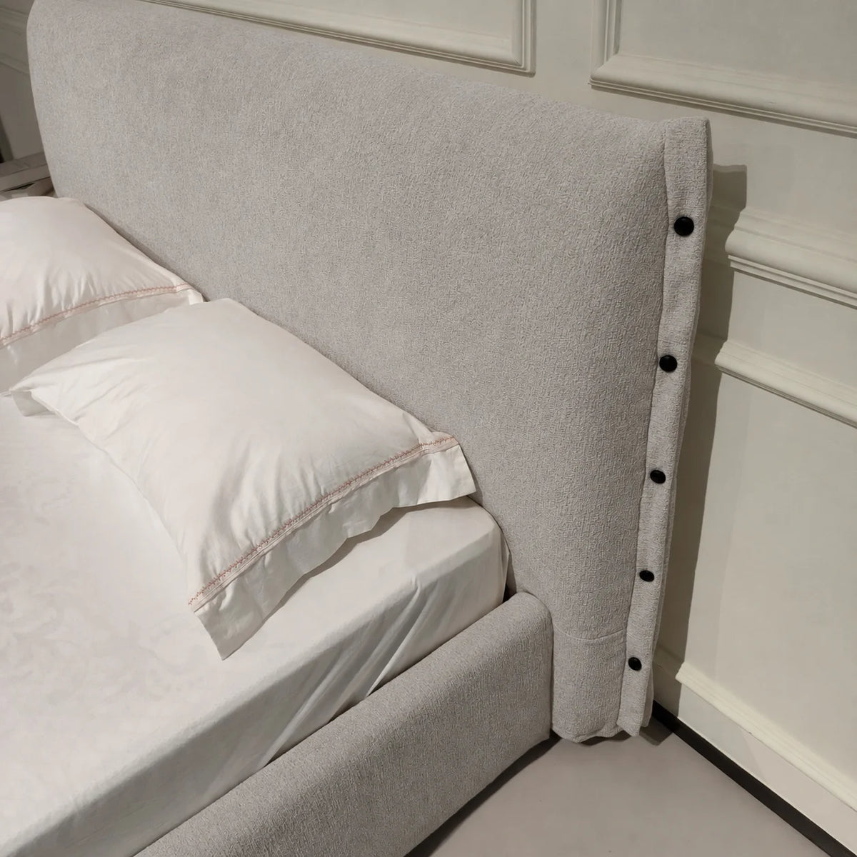 Custom Bed Frame Cover — Luna · Warm Greystone