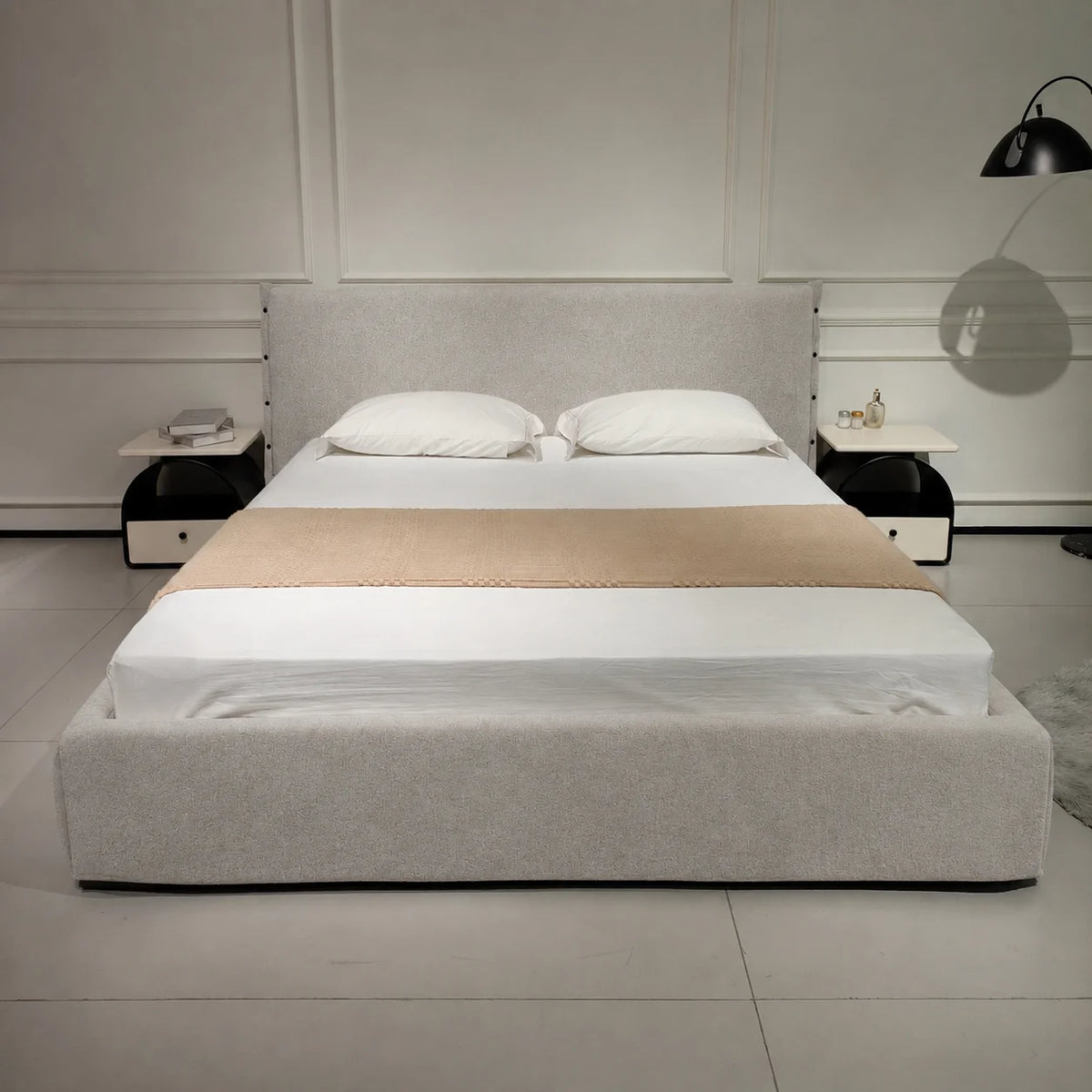 Custom Bed Frame Cover — Luna · Warm Greystone