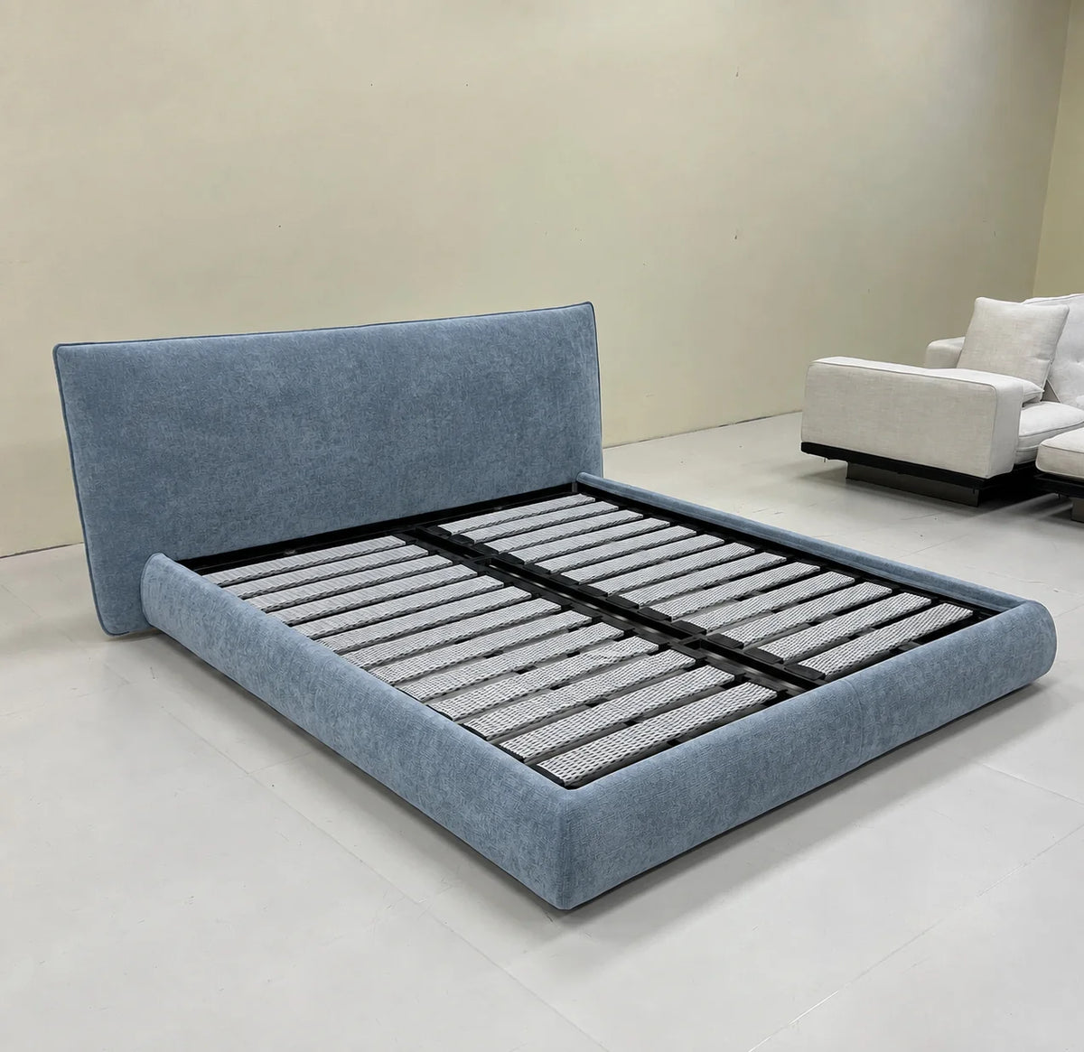 Custom Bed Frame Cover — Mistveil WX818 · Blue Iris