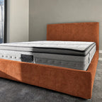 Custom Bed Frame Cover — Mistveil WX818 · Burnt Amber