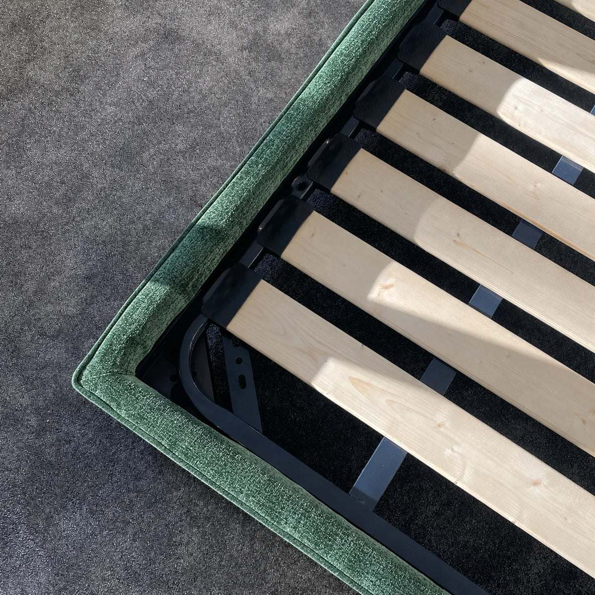 Custom Bed Frame Cover — Mistveil WX818 · Emerald Luxe