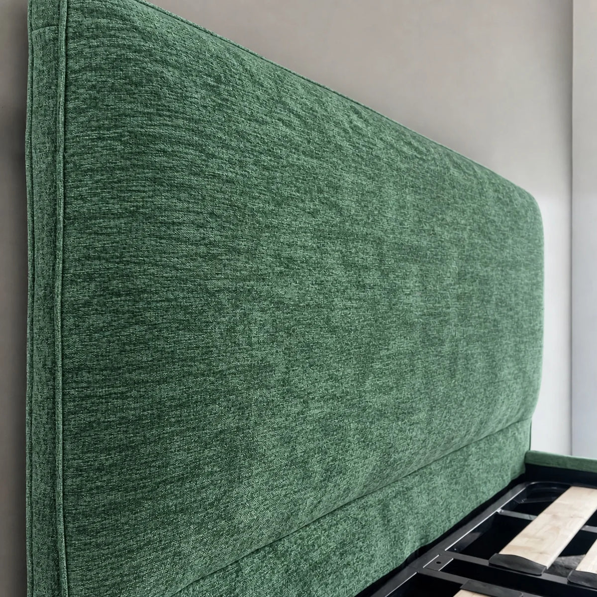 Custom Bed Frame Cover — Mistveil WX818 · Emerald Luxe