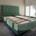 Custom Bed Frame Cover — Mistveil WX818 · Emerald Luxe