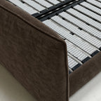 Custom Bed Frame Cover — Mistveil WX818 · Espresso Wood