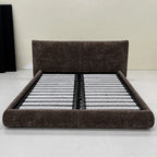 Custom Bed Frame Cover — Mistveil WX818 · Espresso Wood