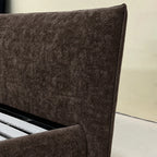 Custom Bed Frame Cover — Mistveil WX818 · Espresso Wood