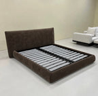 Custom Bed Frame Cover — Mistveil WX818 · Espresso Wood