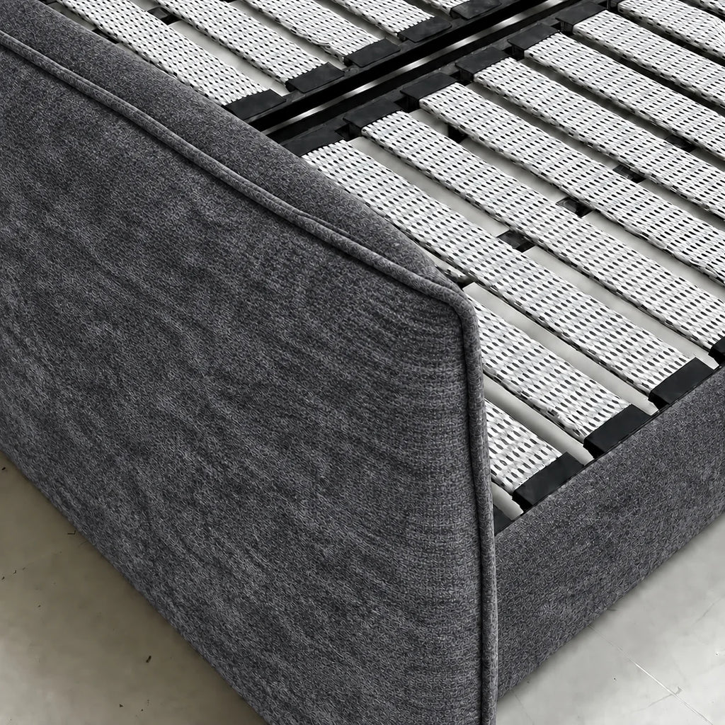 Custom Bed Frame Cover — Mistveil WX818 · Graphite Shadow