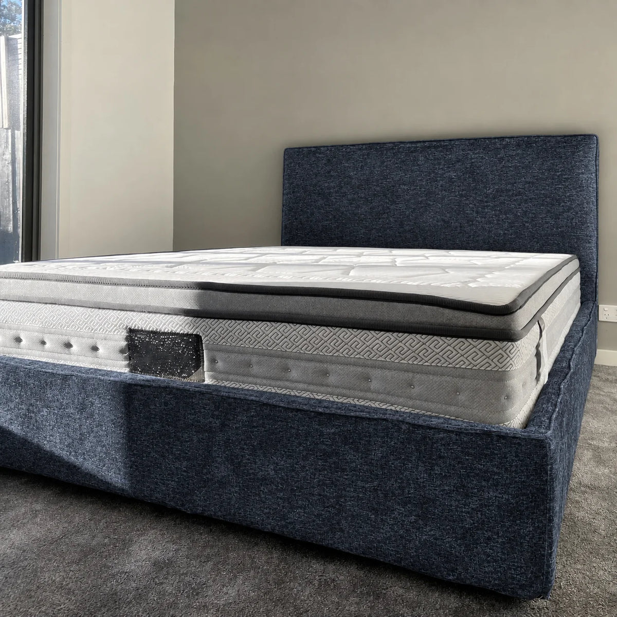 Custom Bed Frame Cover — Mistveil WX818 · Midnight Navy